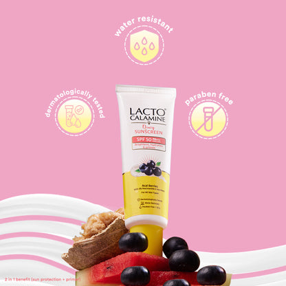Lacto Calamine Dewy Glow Lightweight Sunscreen SPF 50 PFA +++ UVA & UVB Protection-Oily Skin