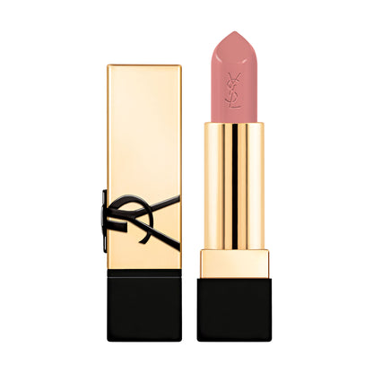 Yves Saint Laurent Rouge Pur Couture lipstick in N1 Beige Trench with satin finish, showing the lipstick bullet and packaging.
