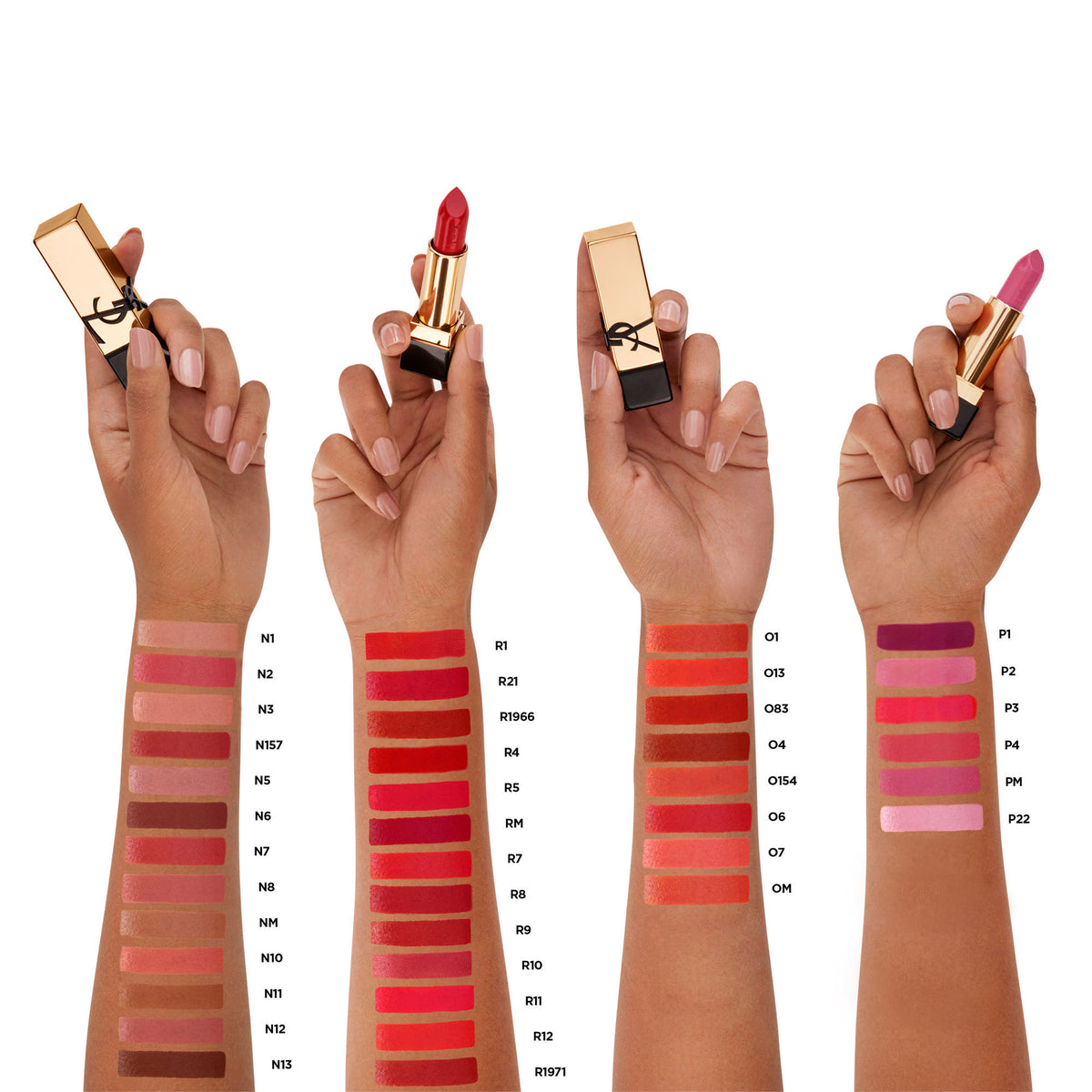 Yves Saint Laurent Rouge Pur Couture lipstick in N1 Beige Trench with satin finish, featuring a sleek lipstick tube and color swatch.