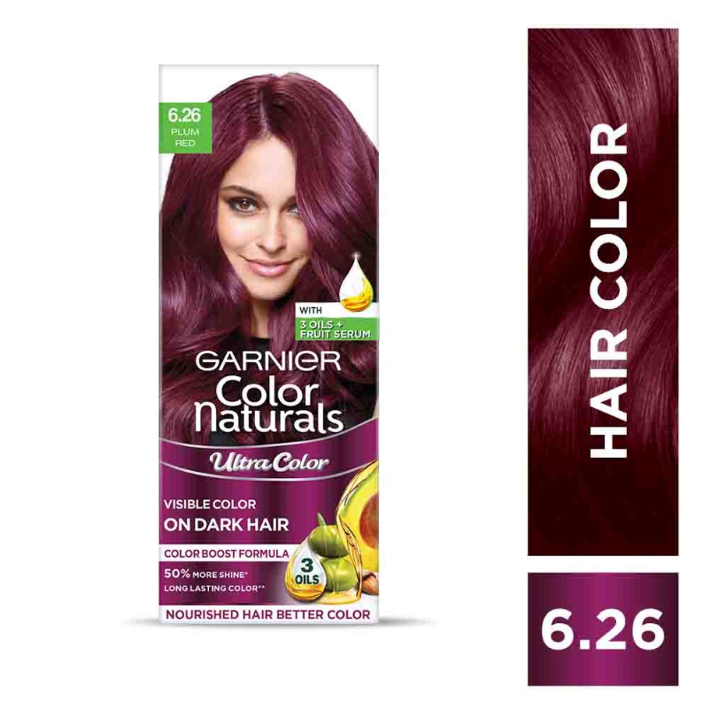 Garnier Hair Colouring Creme, Long-lasting, Smoothness, Shine, Color Naturals, Shade: 6.26 Plum Red