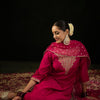 Indyancart IE Notched Neck Ethnic Motifs Embroidered Liva Kurta with Trouser & Dupatta