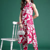 Dhiyona IE Floral Printed Pleated Pure Cotton Kurta with Trousers