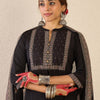 Dhiyona IE Women Ethnic Motifs Printed Mirror Work Pure Cotton Kurta with Trousers & Dupatta