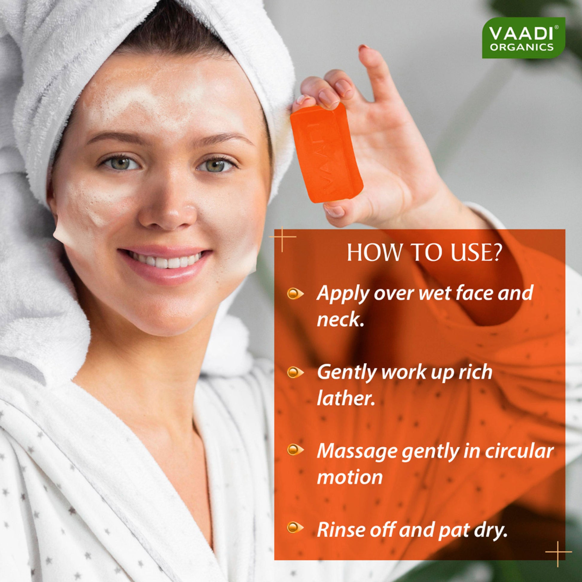 Vaadi Herbals Kesar Chandan Facial Bar With Orange Peel Skin Lightening / Anti Tan - Pack of 2