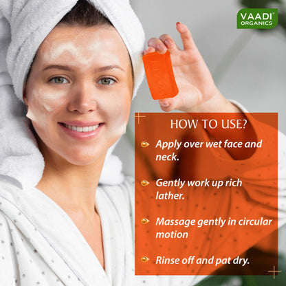 Vaadi Herbals Kesar Chandan Facial Bar With Orange Peel Skin Lightening / Anti Tan - Pack of 2