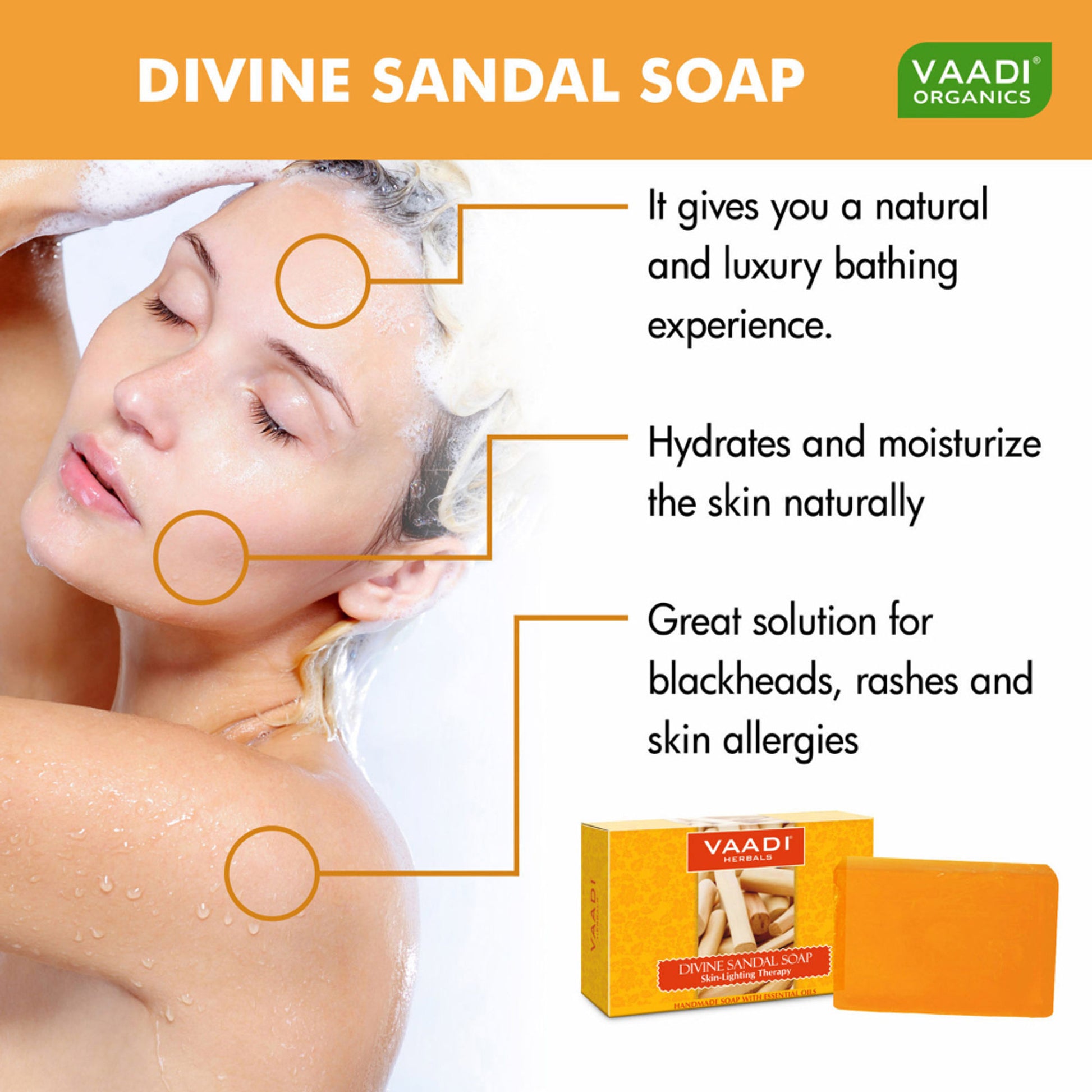 Vaadi Herbals Divine Sandal Soap Skin Lighting Therapry - Pack of 2