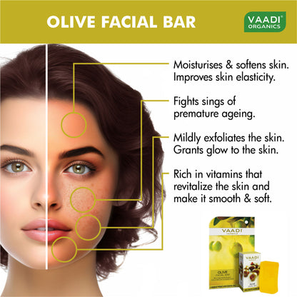 Vaadi Herbals Olive Facial Bar With Cane Sugar Extract - Pack of 2