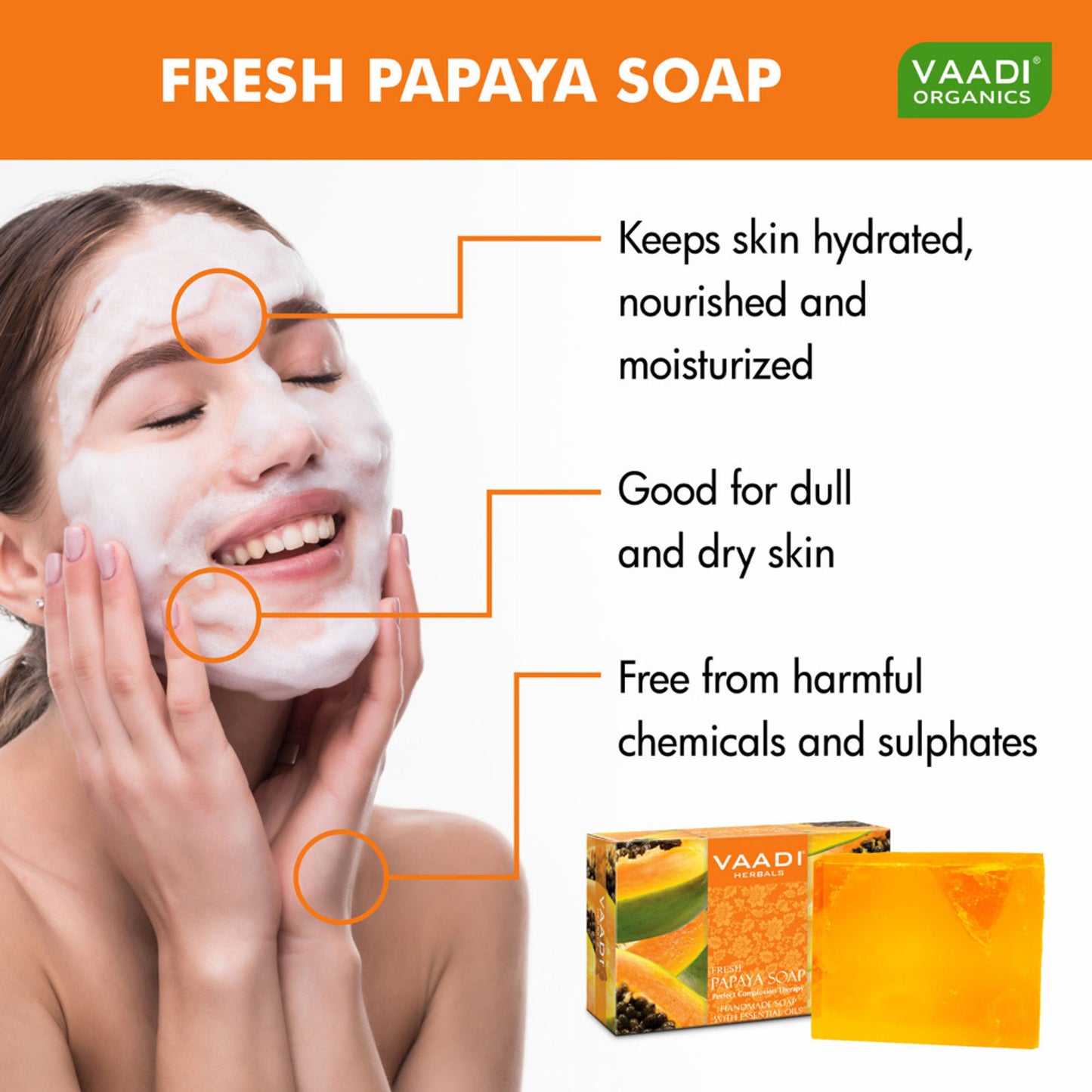 Vaadi Herbals Fresh Papaya Soap - Pack of 3