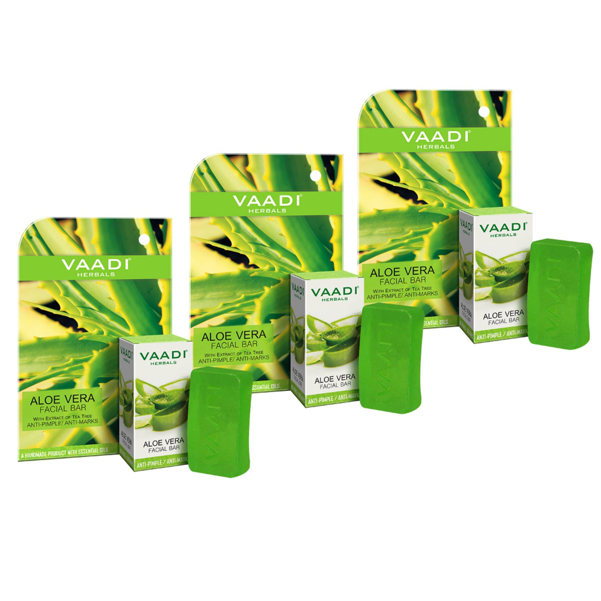 Vaadi Herbals Aloe Vera Facial Bar with Extract of Tea Tree -Pack of 3