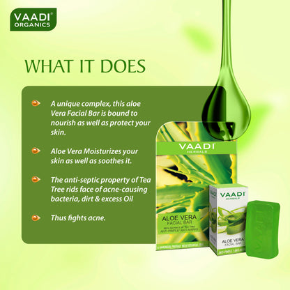 Vaadi Herbals Aloe Vera Facial Bar with Extract of Tea Tree -Pack of 3