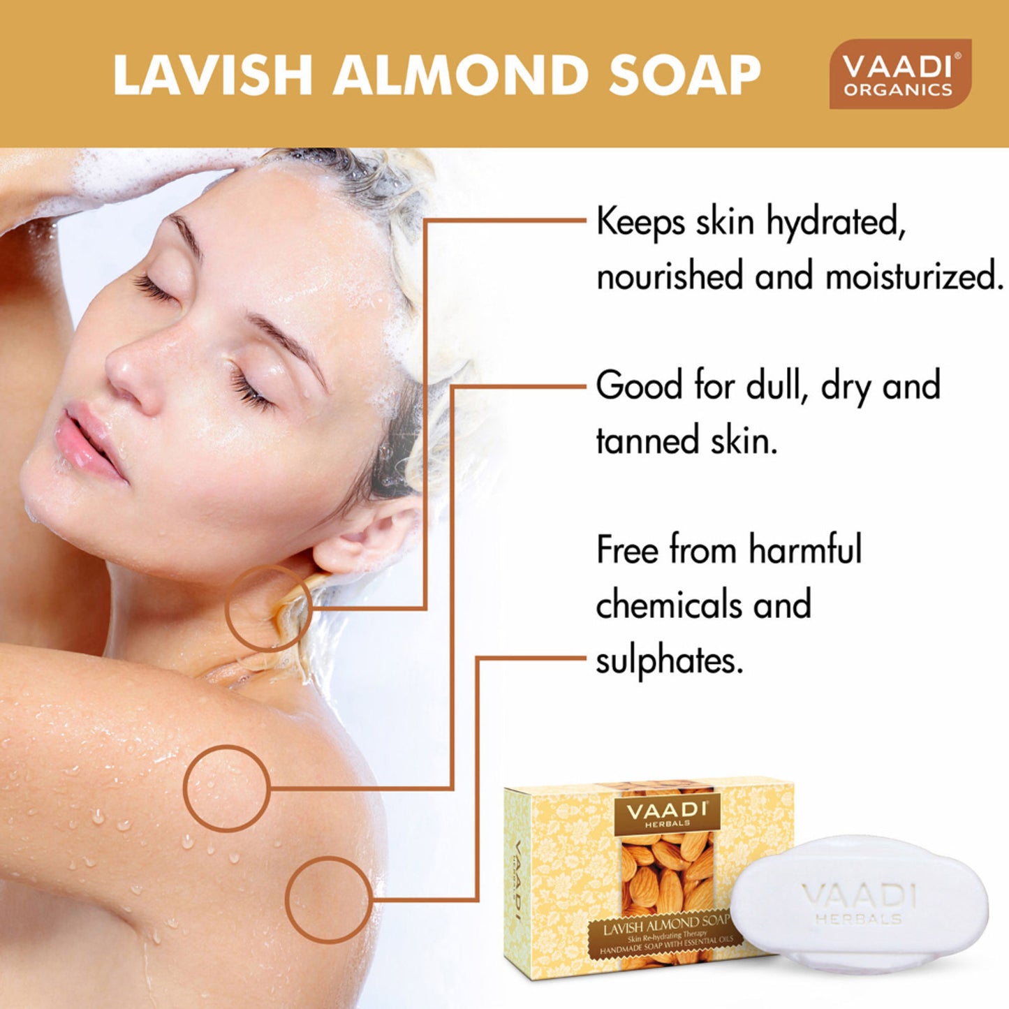 Vaadi Herbals Lavish Almond Soap - Pack of 3