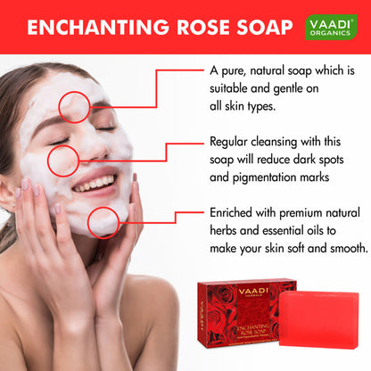 Vaadi Herbals Enchanting Rose Soap - Pack of 3
