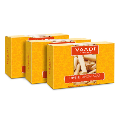 Vaadi Herbals Divine Sandal Soap Skin Lighting Therapry - Pack of 3