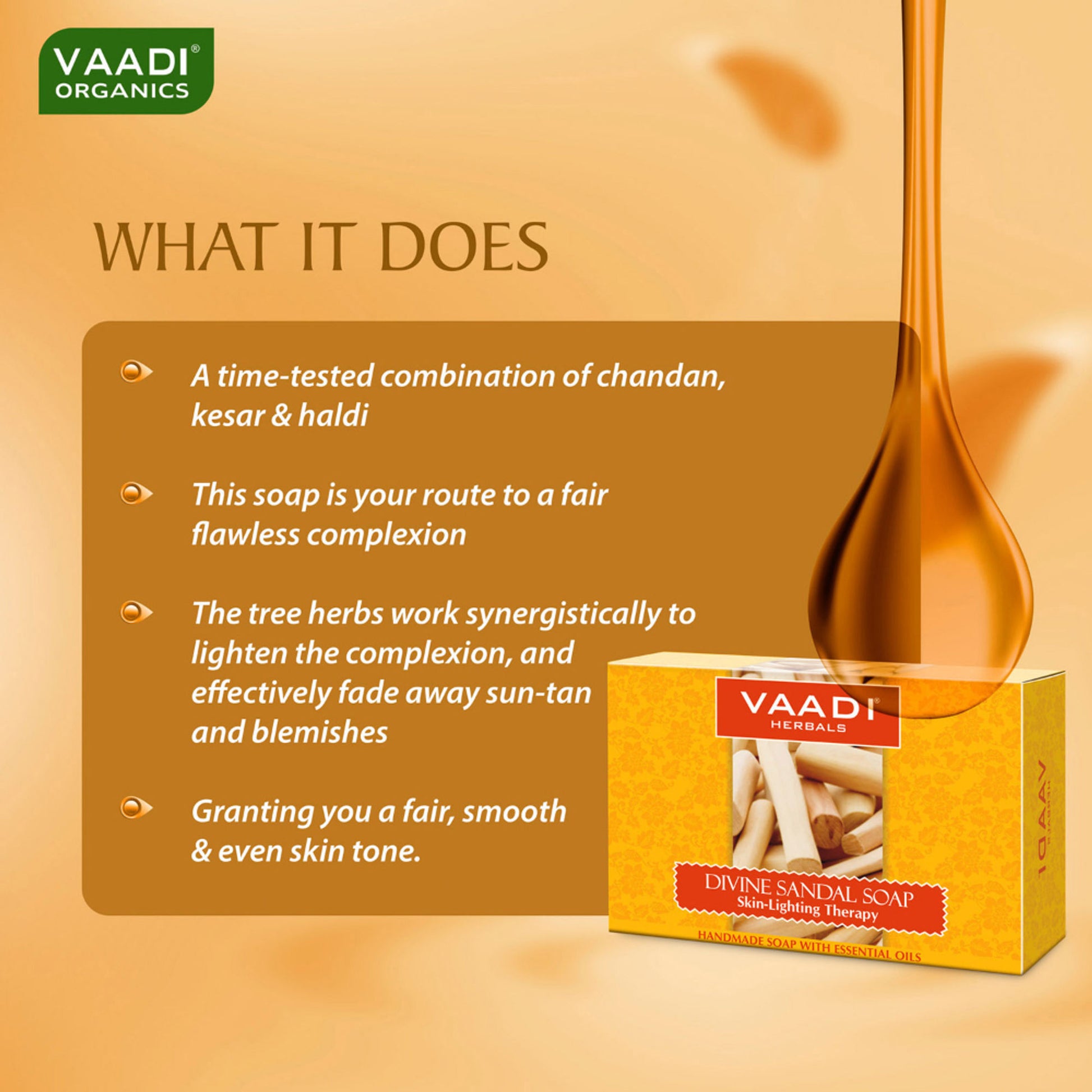 Vaadi Herbals Divine Sandal Soap Skin Lighting Therapry - Pack of 3