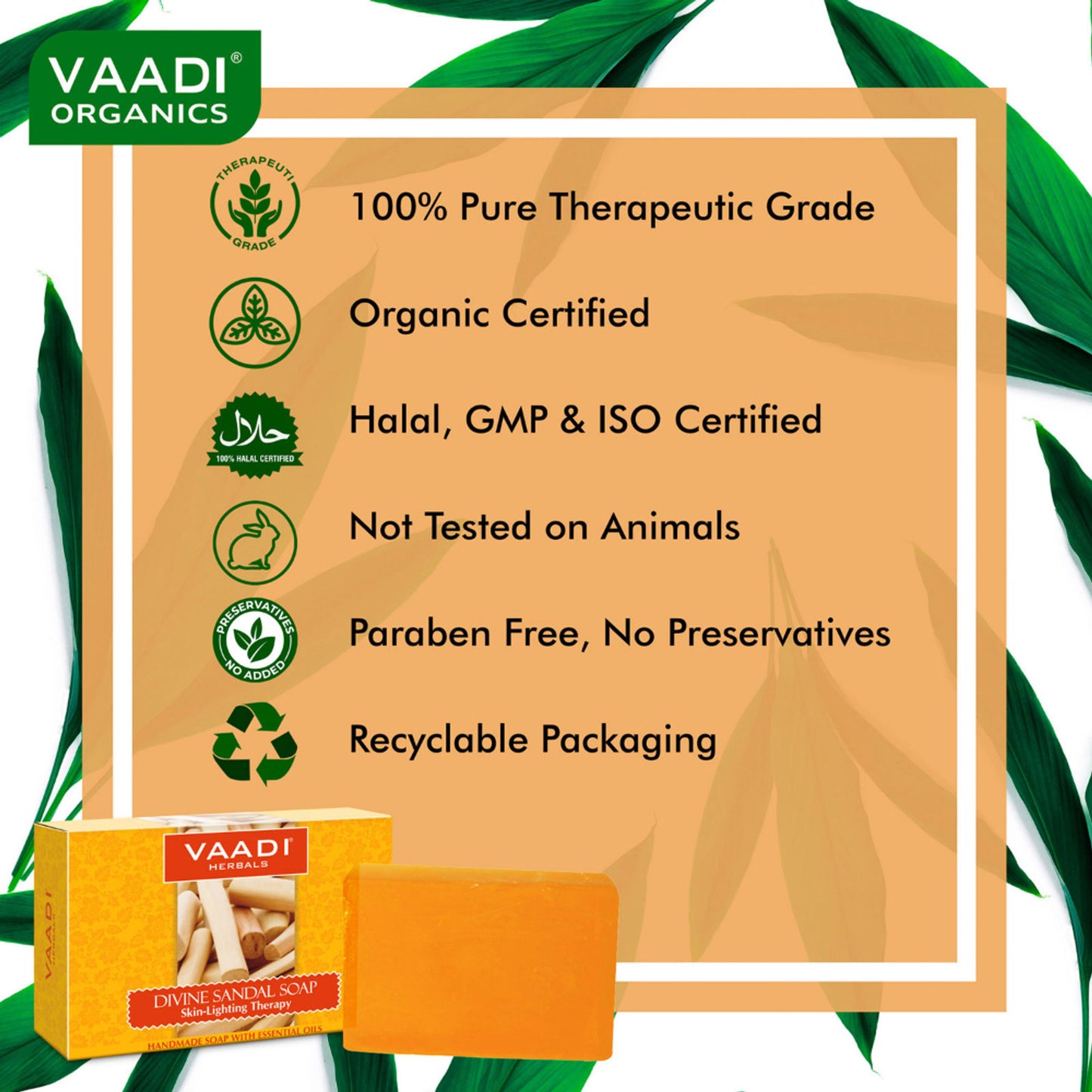 Vaadi Herbals Divine Sandal Soap Skin Lighting Therapry - Pack of 3