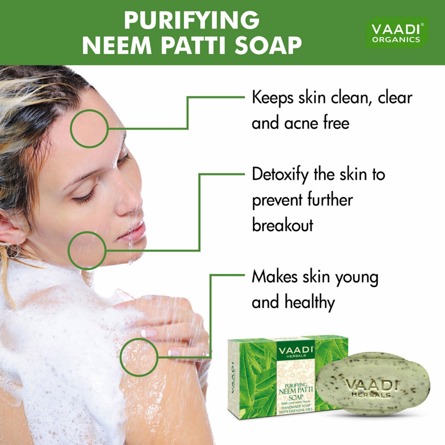 Vaadi Herbals Neem Patti Soap - Contains Pure Neem Leave - Pack of 3
