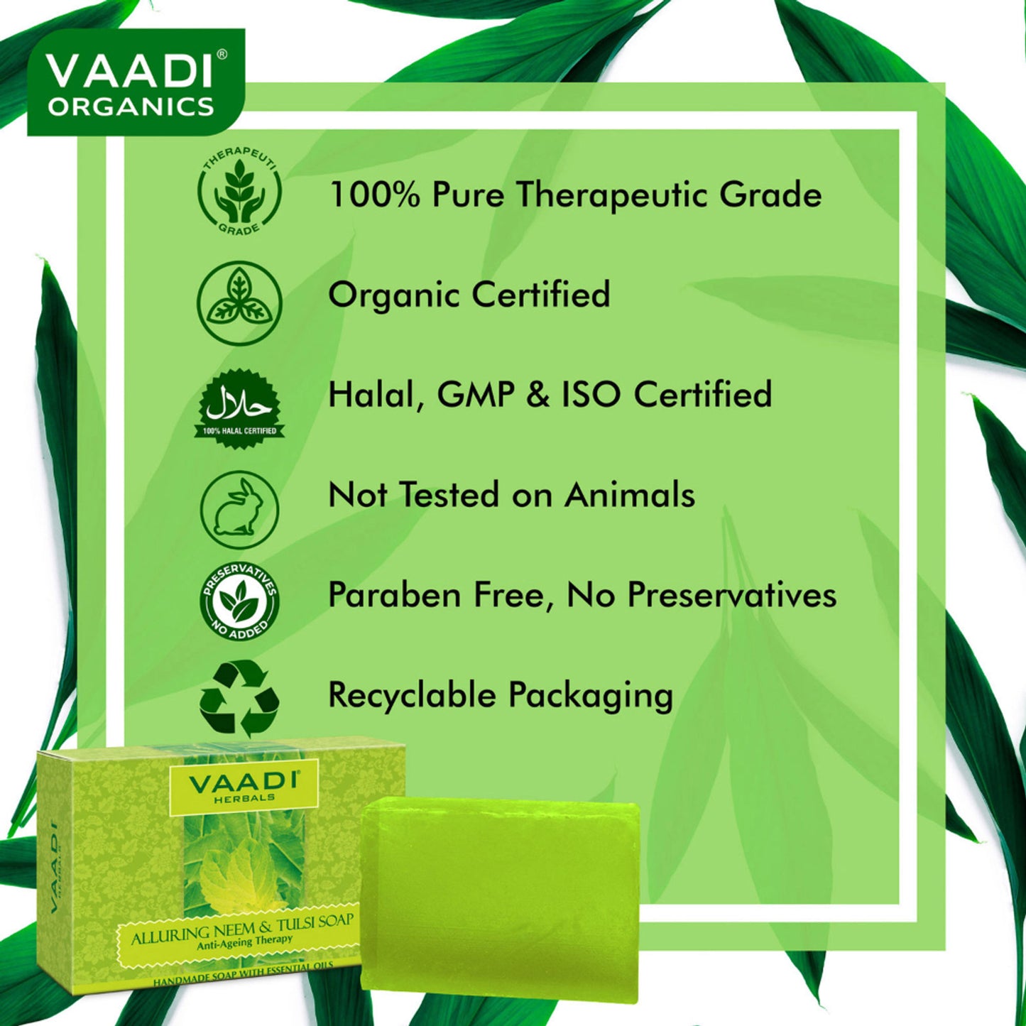 Vaadi Herbals Neem Patti Soap - Contains Pure Neem Leave - Pack of 3