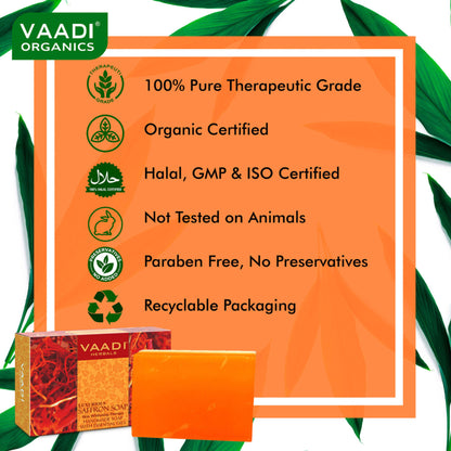 Vaadi Herbals Luxurious Saffron Soap - Skin Whitening Therapy - Pack of 3