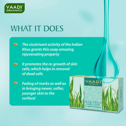Vaadi Herbals Royal Indian Khus Soap for Radiant Complexion - Pack of 3