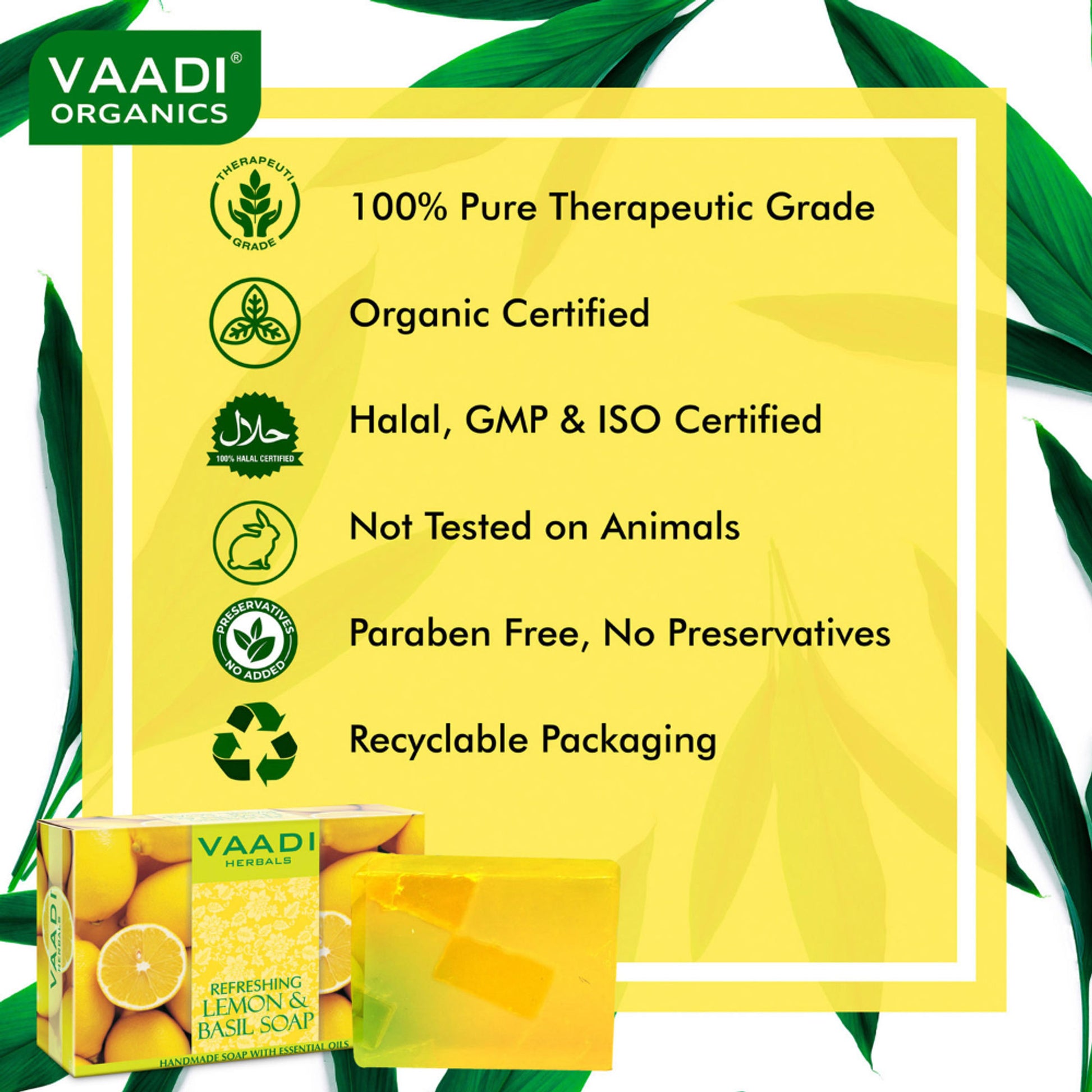 Vaadi Herbals Refreshing Lemon And Basil Soap - Pack of 3