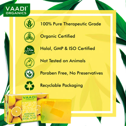 Vaadi Herbals Refreshing Lemon And Basil Soap - Pack of 3