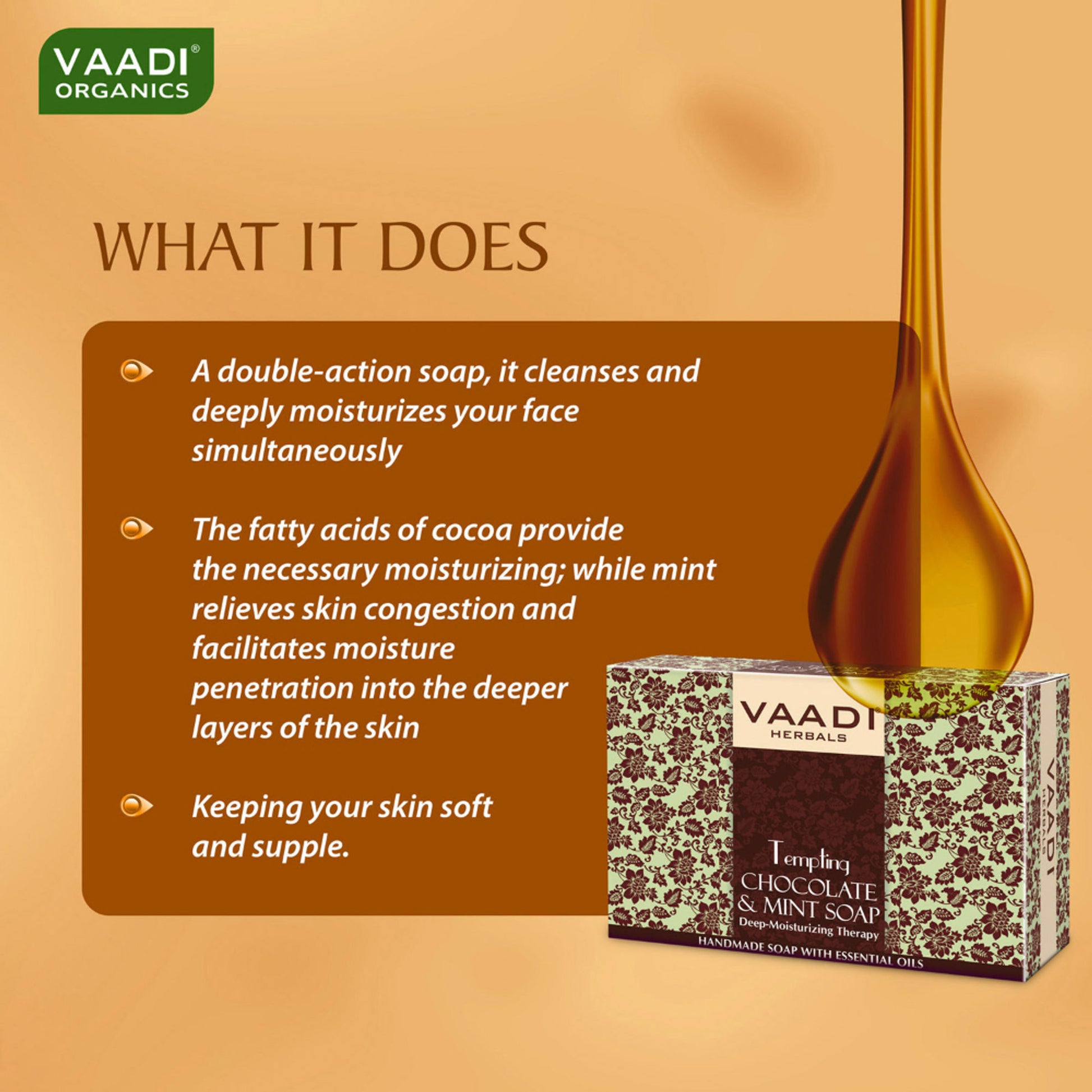 Vaadi Herbals Tempting Chocolate & Mint Soap - Pack of 3