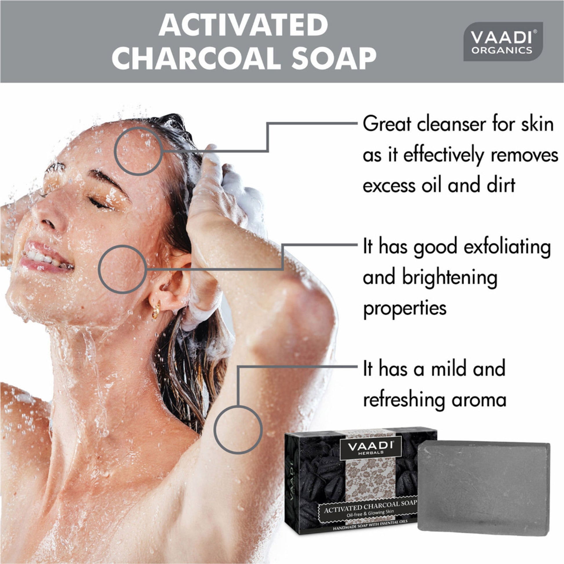 Vaadi Herbals Activated Charcoal Soap - Pack of 3
