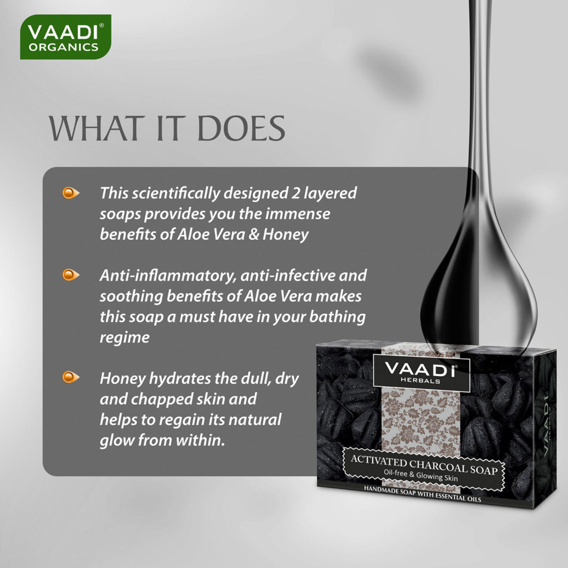 Vaadi Herbals Activated Charcoal Soap - Pack of 3