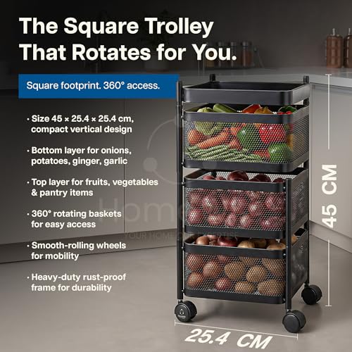 HomeWiz Square Kitchen Rack 3-Layer