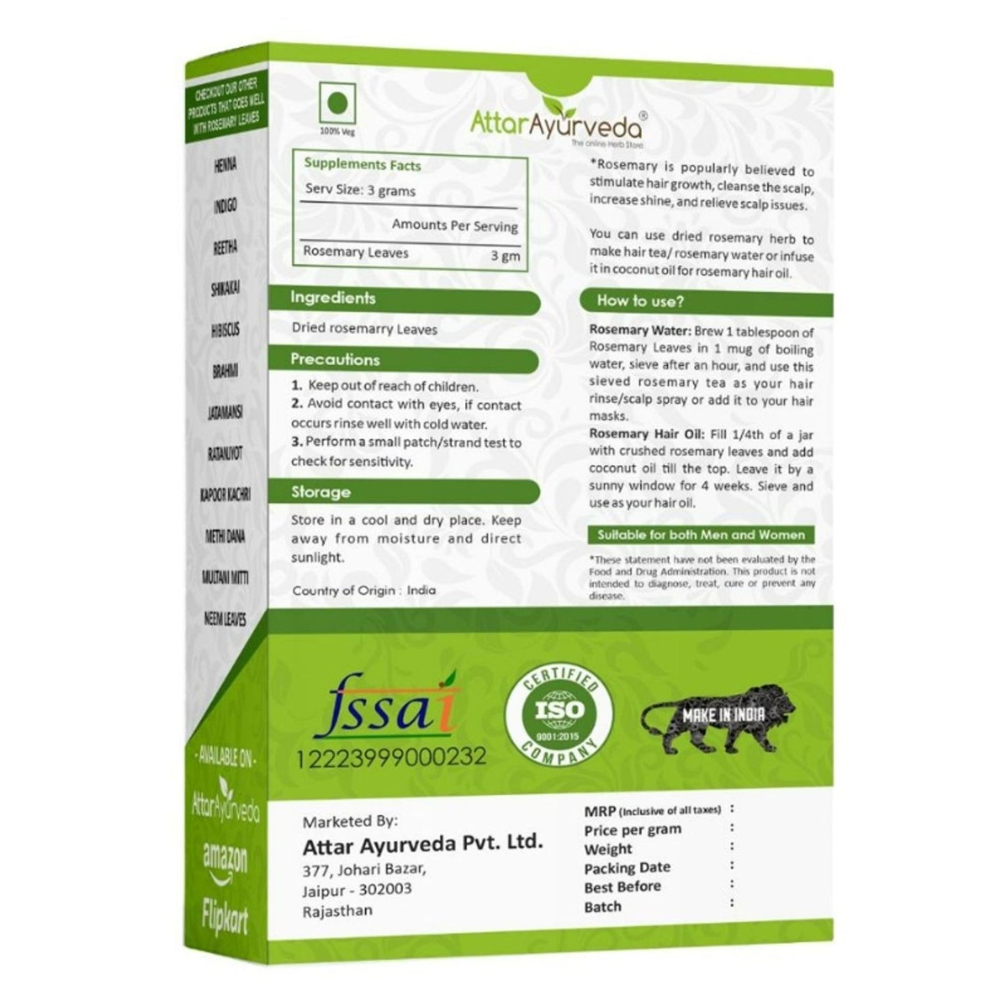 Attar Ayurveda Rosemary Leaves