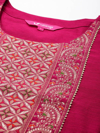 Indyancart VA Women's Ethnic Motifs Regular Gotta Patti Kurta with Trousers & With Dupatta