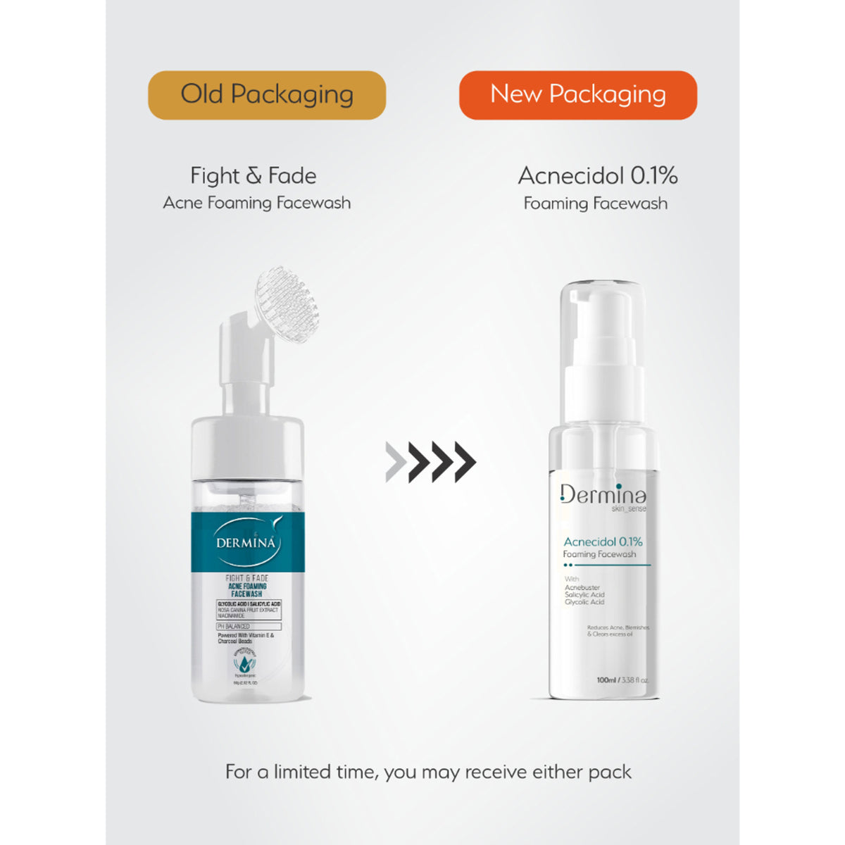 DERMINA Acnecidol 0.1% foaming facewash with salicylic and glycolic acid for acne-prone skin, visible foaming lather on skin