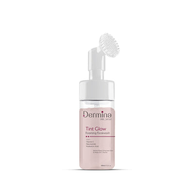 Dermina Tint Glow Foaming Facewash with Vitamin C, Niacinamide & HA for Radiant Skin