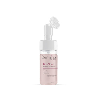Dermina Tint Glow Foaming Facewash with Vitamin C, Niacinamide & HA for Radiant Skin