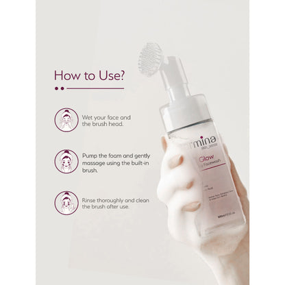 Dermina Tint Glow Foaming Facewash with Vitamin C, Niacinamide & HA for Radiant Skin