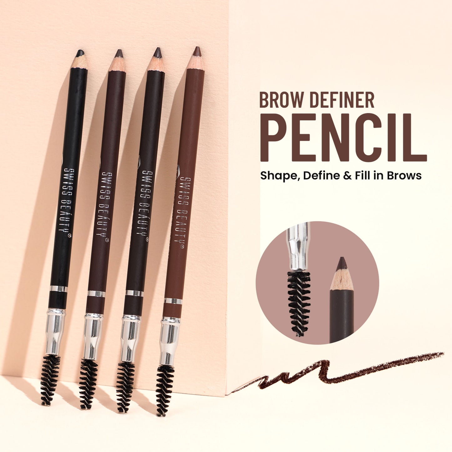 Swiss Beauty Brow Definer Pencil - 02 Coco Brown