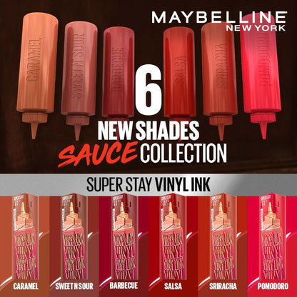 Maybelline New York Super Stay Vinyl Ink Liquid Lipstick, Instant Shine Lasts Up To 16H - Sweet N Sour Sauce