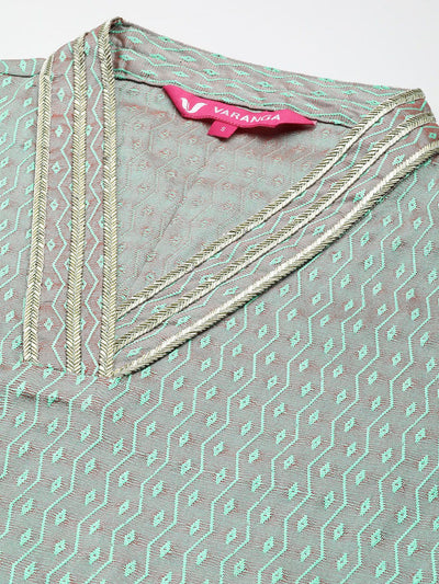 Indyancart VA Women'sEmbellished Kurta with Trousers & With Dupatta
