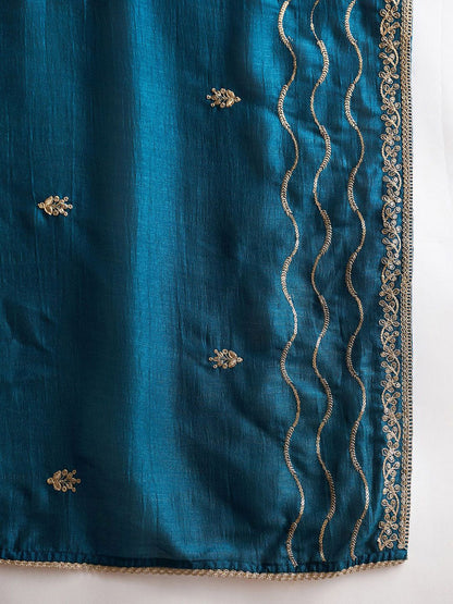 Indyancart IE Women Ethnic Motifs Embroidered Regular Kurta with Trousers & With Dupatta