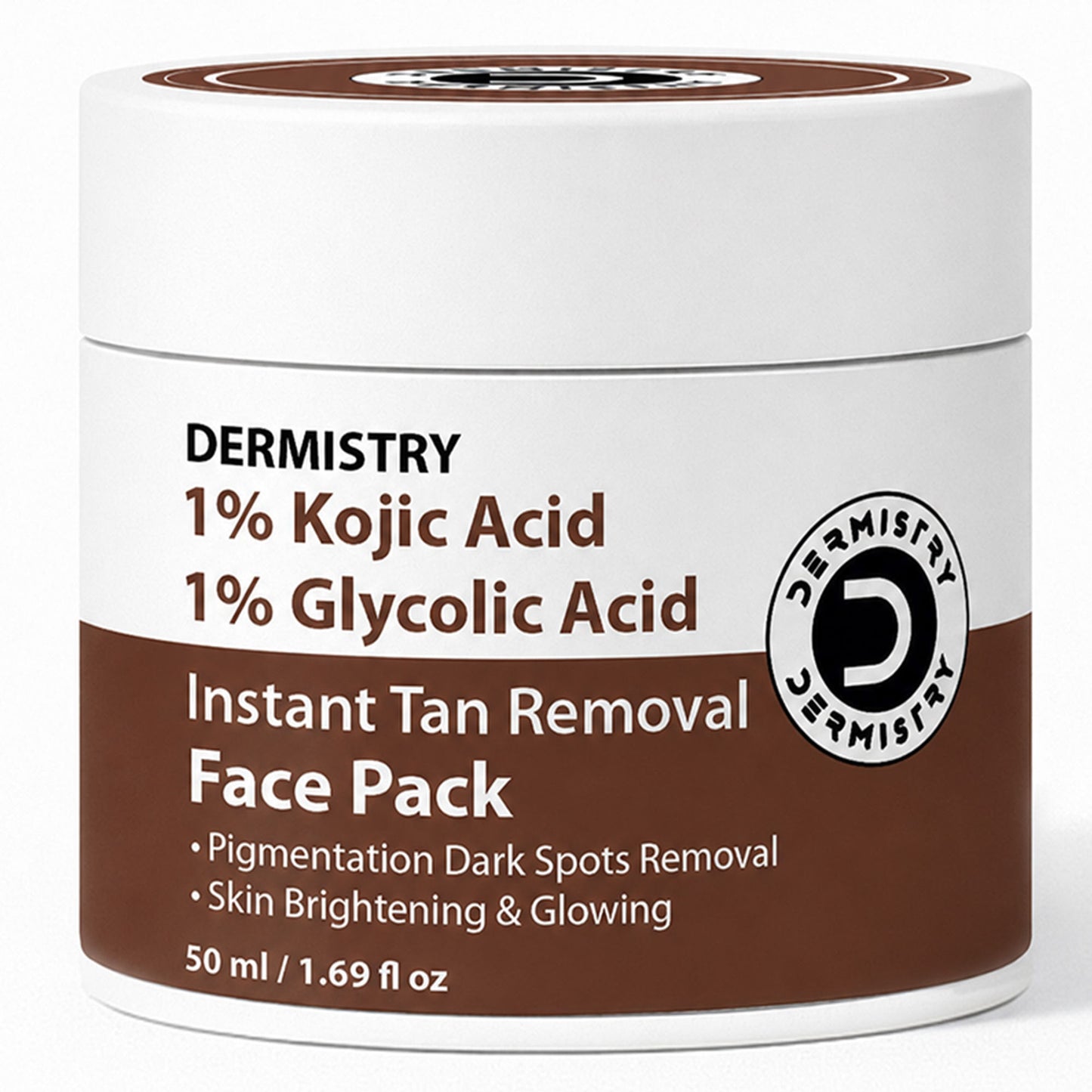DERMISTRY Kojic Acid Pigmentation De D Tan Dark Spots Removal Skin Whitening Glowing Face Pack Mask