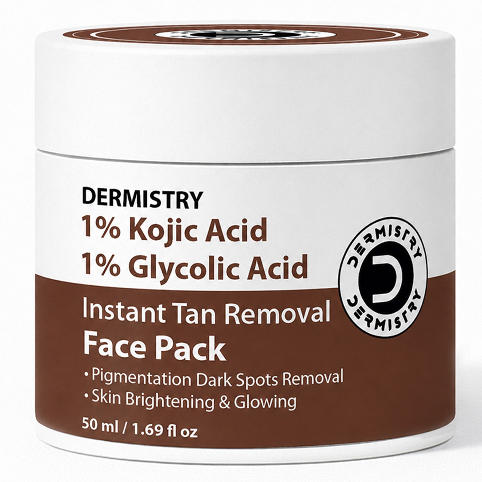 DERMISTRY Kojic Acid Pigmentation De D Tan Dark Spots Removal Skin Whitening Glowing Face Pack Mask