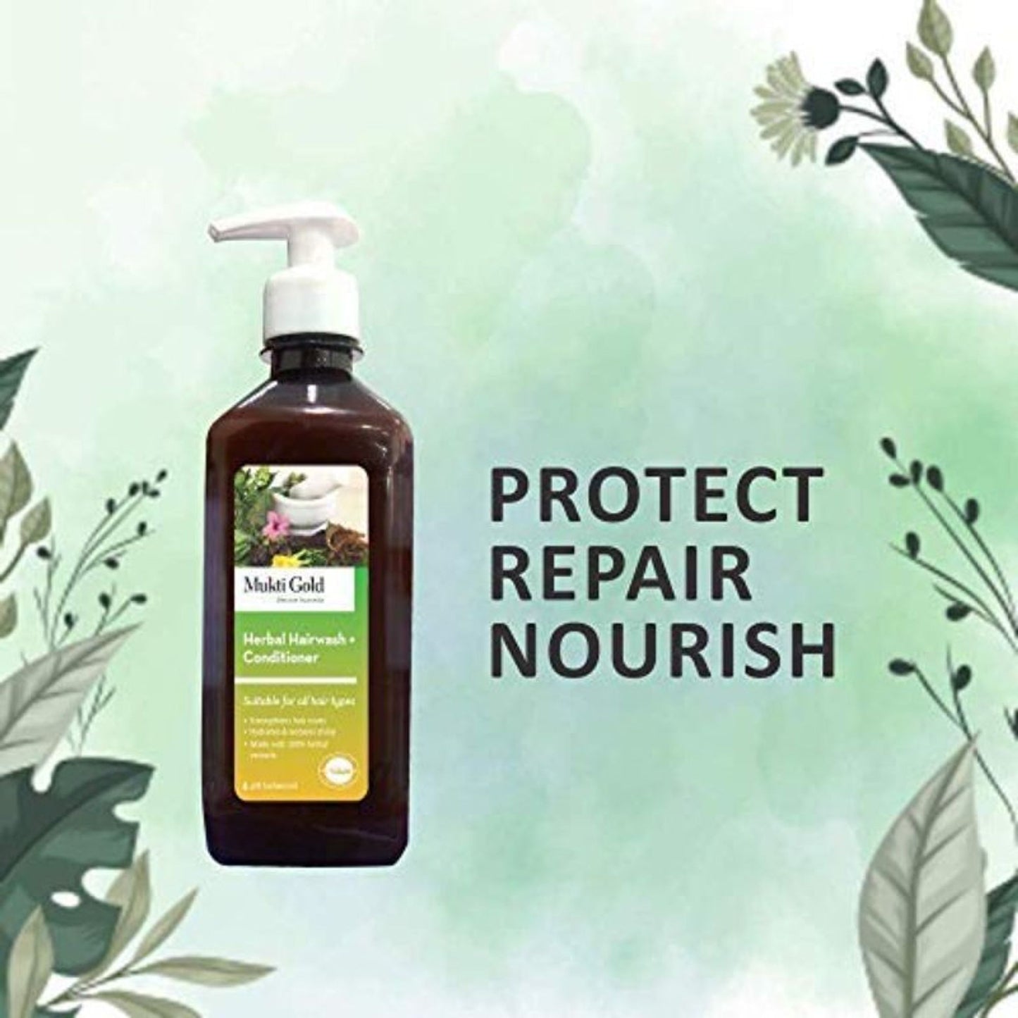 Mukti Gold Herbal Hairwash Shampoo With Conditioner - Pack Of 2