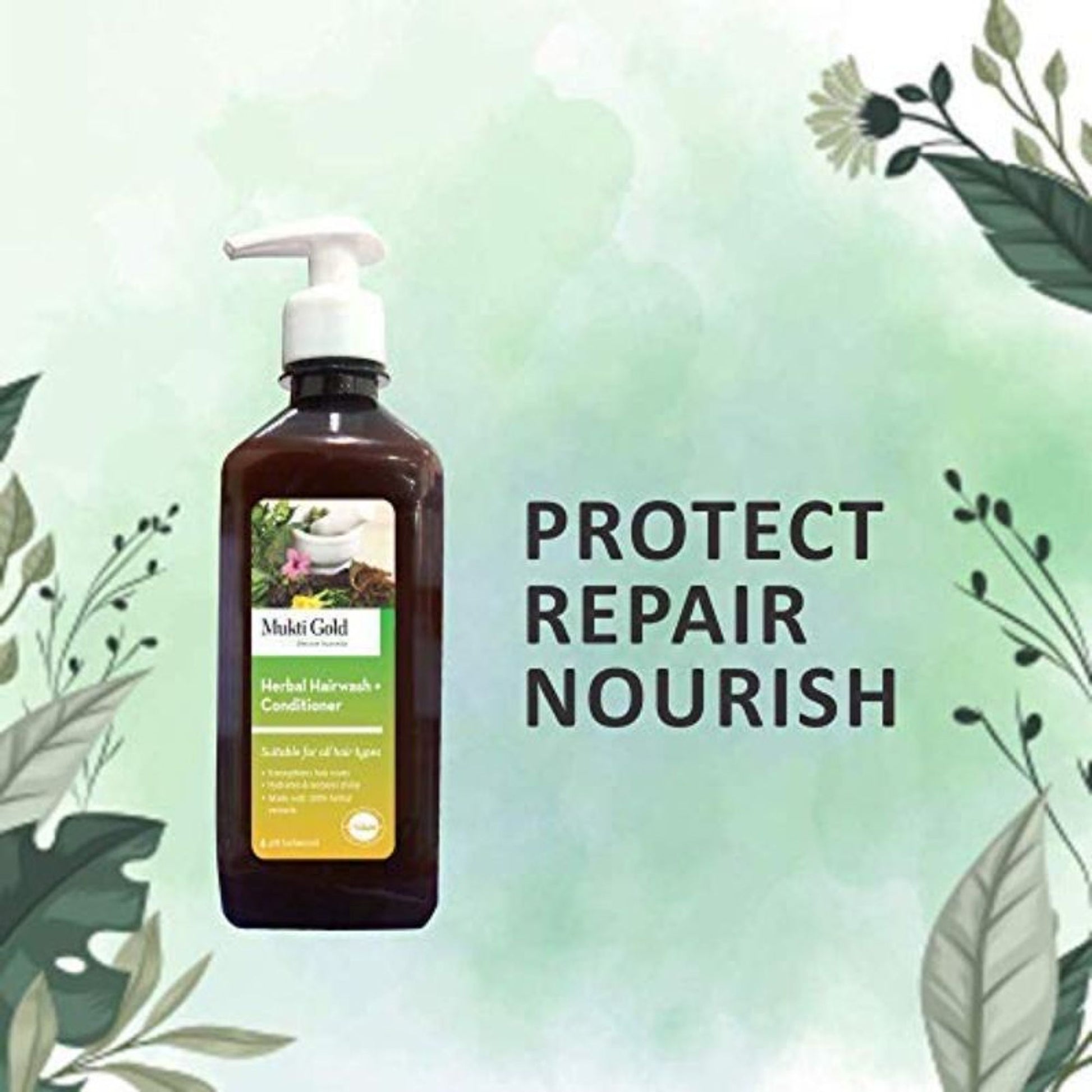 Mukti Gold Herbal Hairwash Shampoo With Conditioner - Pack Of 2