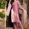 Indyancart IE Floral Embroidered Thread Work Scalloped Kurta with Trousers & With Dupatta
