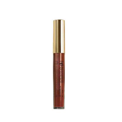 Lakme Superglow Glass Finish Lip Gloss Oil in Coca Brown with Vitamin C, showing a glossy lip gloss tube with brown shade.
