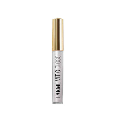 Lakme Superglow Glass Finish Lip Gloss Oil with Vitamin C in Pearl shade, featuring a shiny, glossy finish and smooth applicator.