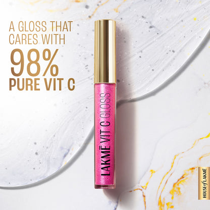 Lakme Superglow Glass Finish Lip Gloss oil with Vitamin C - Hotpink