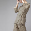 Dhiyona IE Women Beige & Black Striped Wrap Top with Trousers