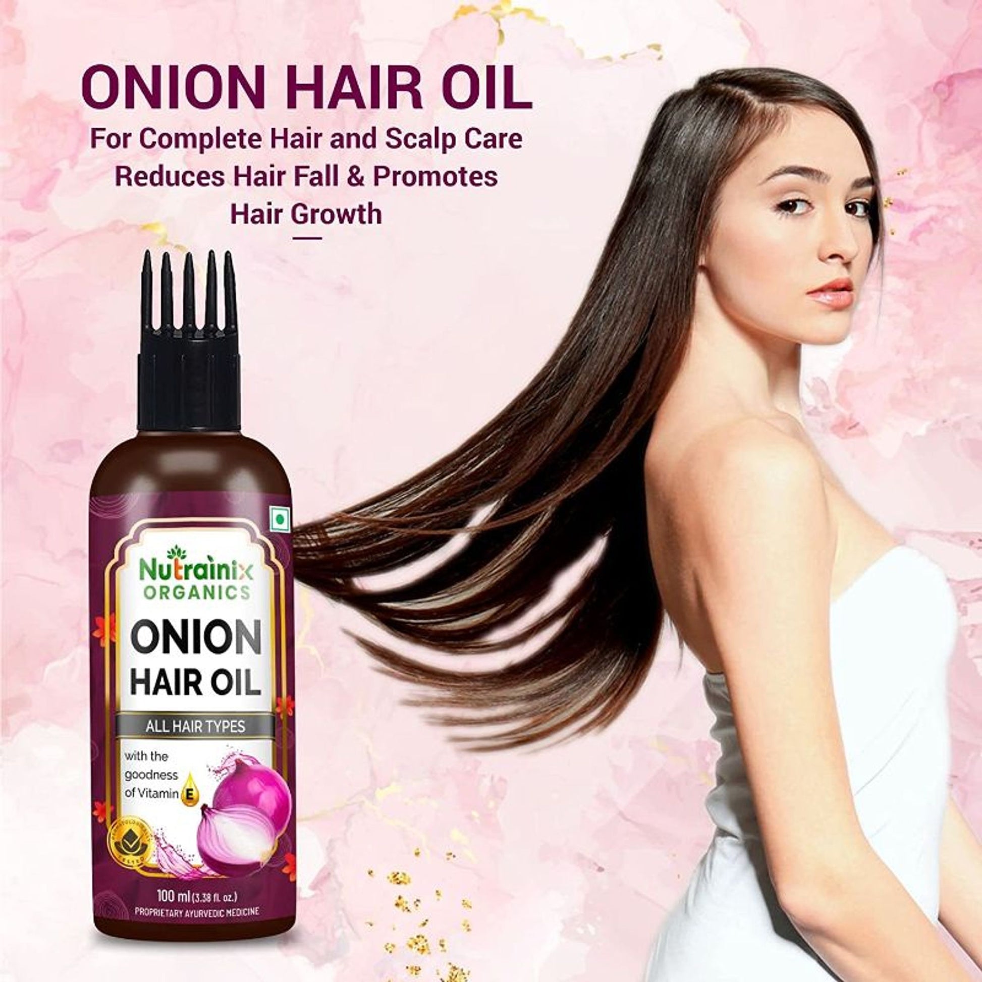 Nutrainix Organics Onion Hair Oil Nourishes Your Scalp- Stronger And Thicker Hair Growth