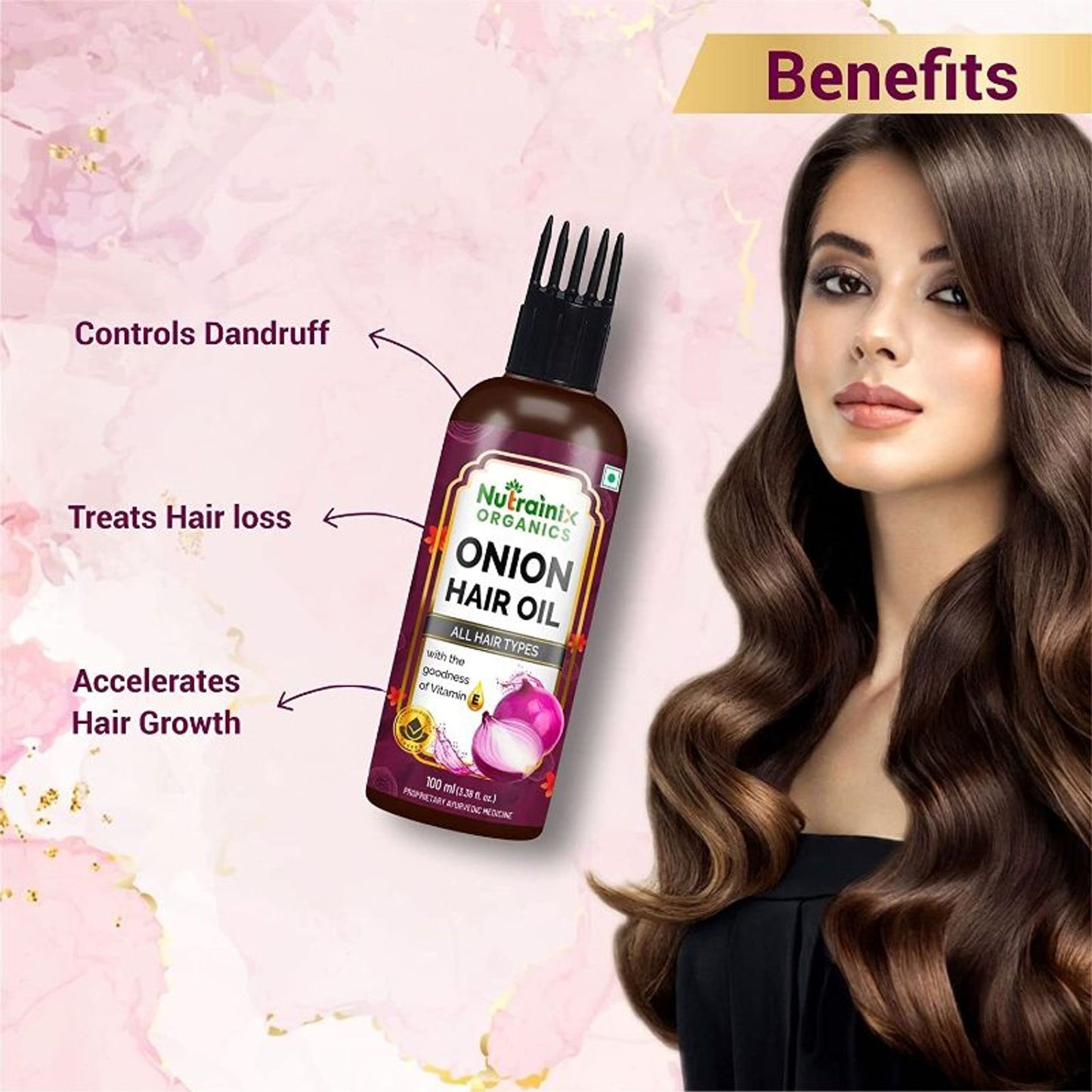 Nutrainix Organics Onion Hair Oil Nourishes Your Scalp- Stronger And Thicker Hair Growth
